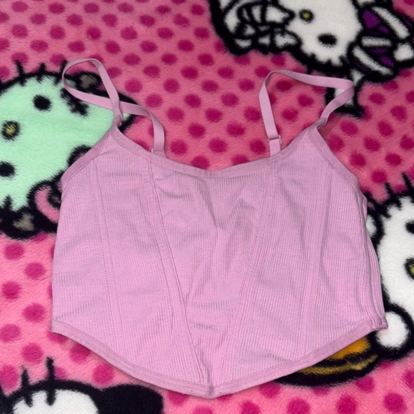 Colsie Pink Ribbed Corset Top - Picture 1 of 3